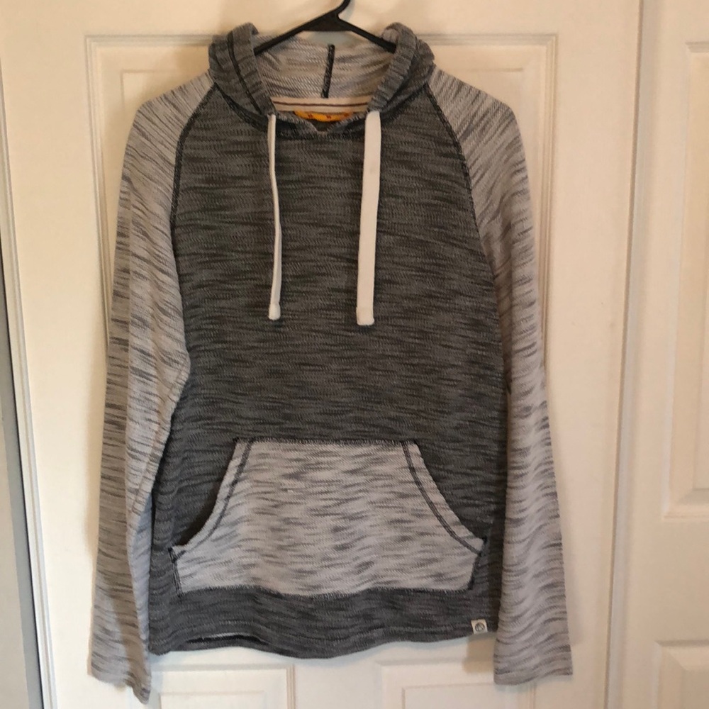 FREE PLANET Gray Marbled Long Sleeve Hoodie Sweater Men's Size Large